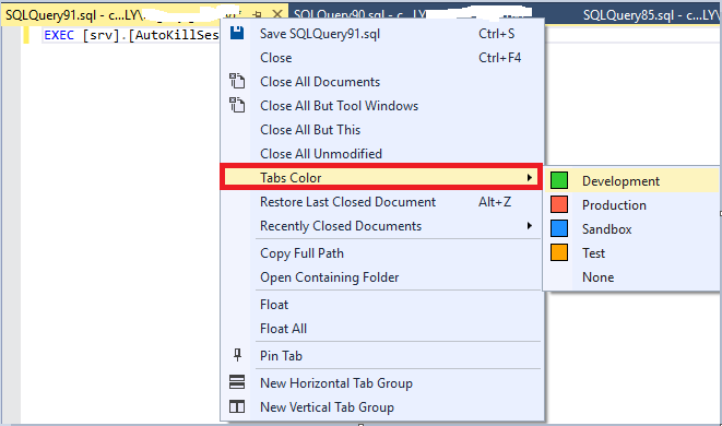 Using Color Marking for Tabs