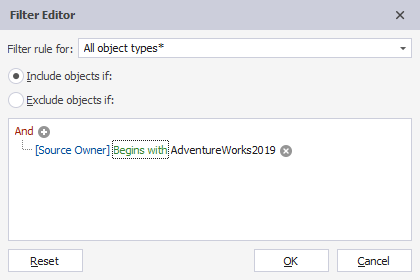 Filter based on schema name