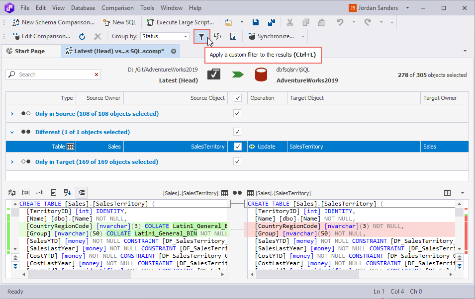 Click the Object Filter icon on the toolbar