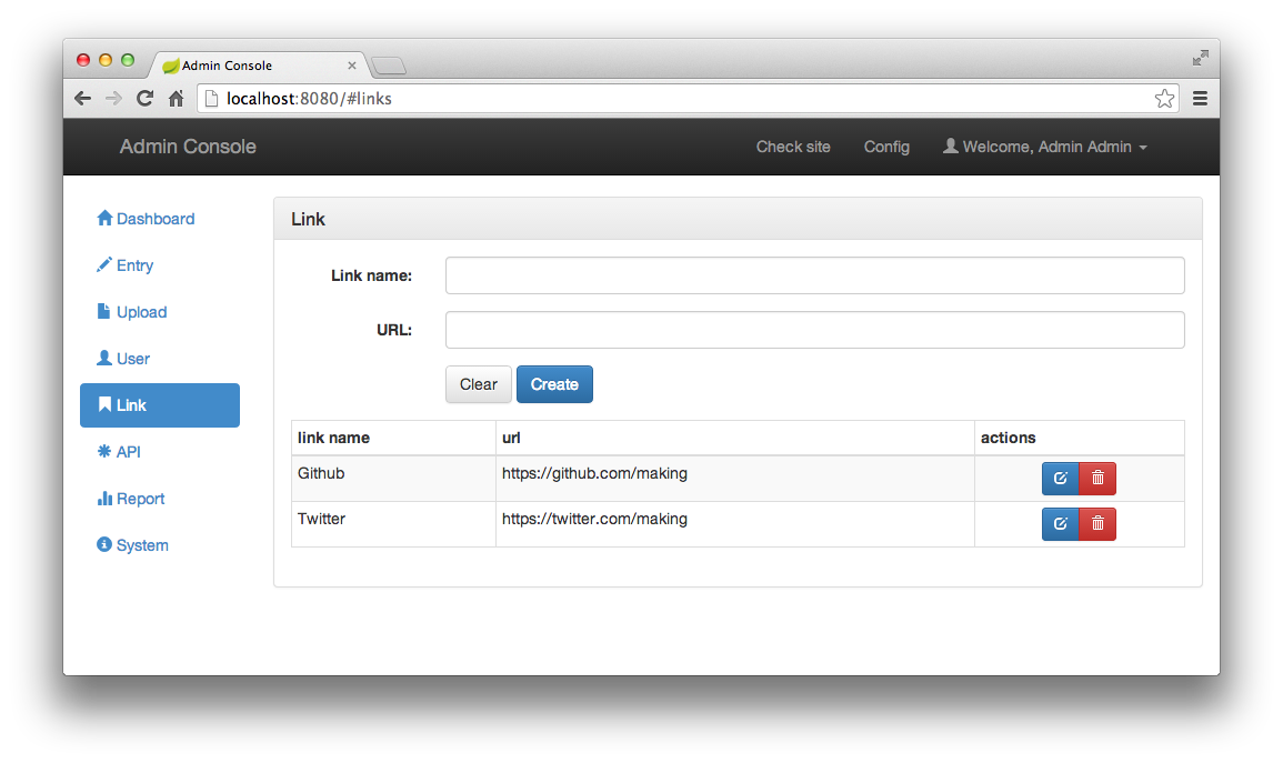 Manage links