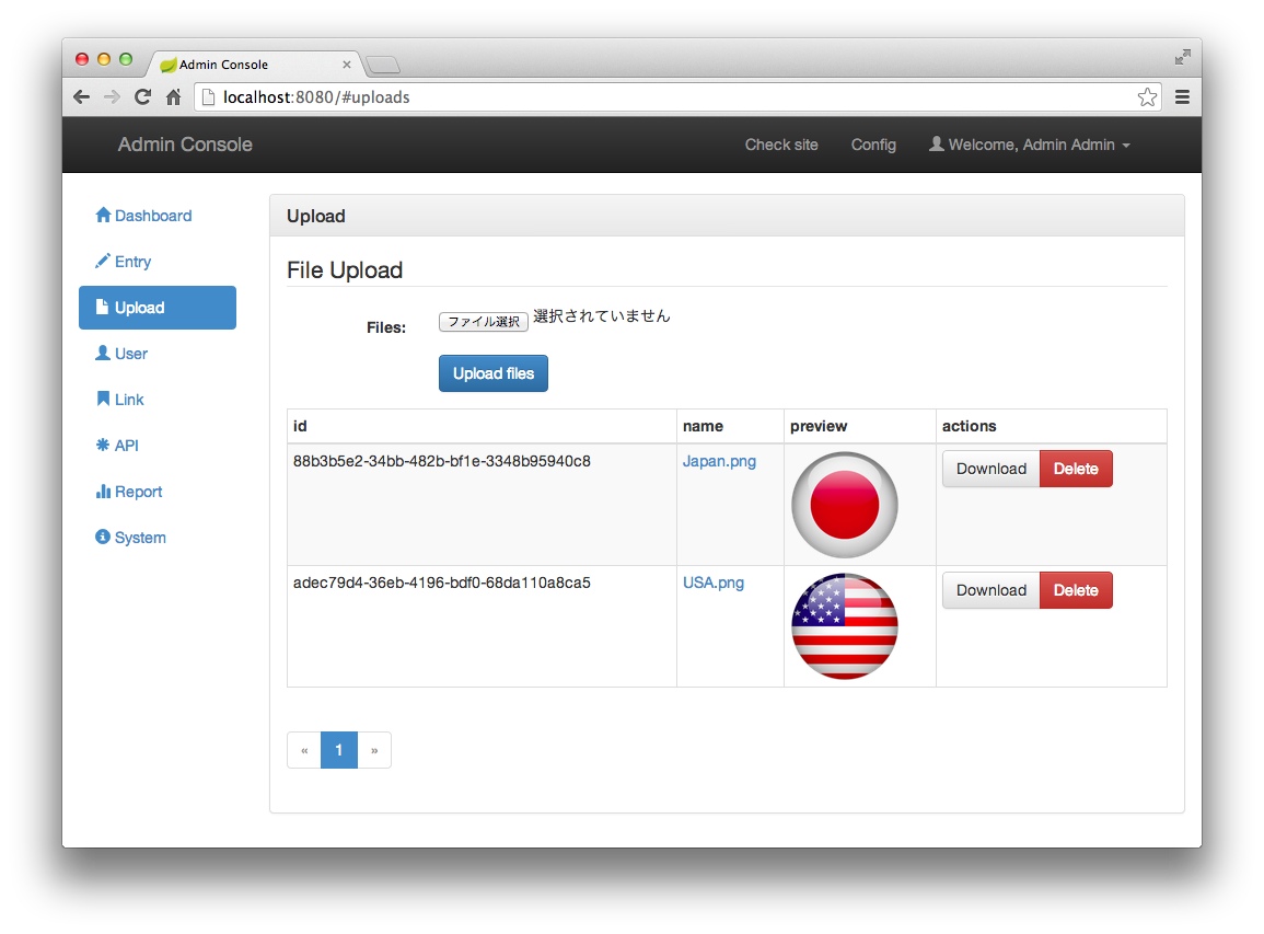 Manage uploaded files