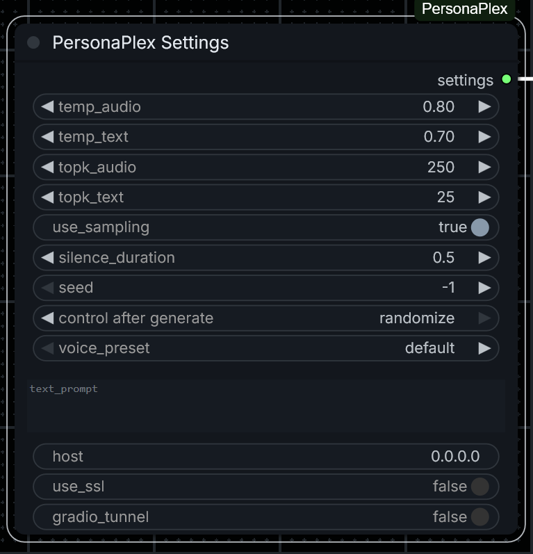 PersonaPlex Settings
