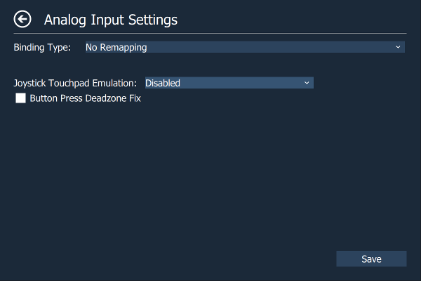 Analog Input Settings Page