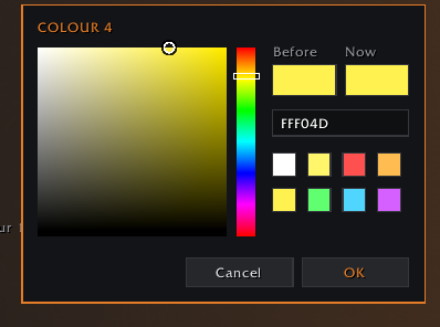 The addon's own colour picker