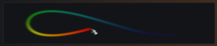 A rainbow cursor trail in the live preview