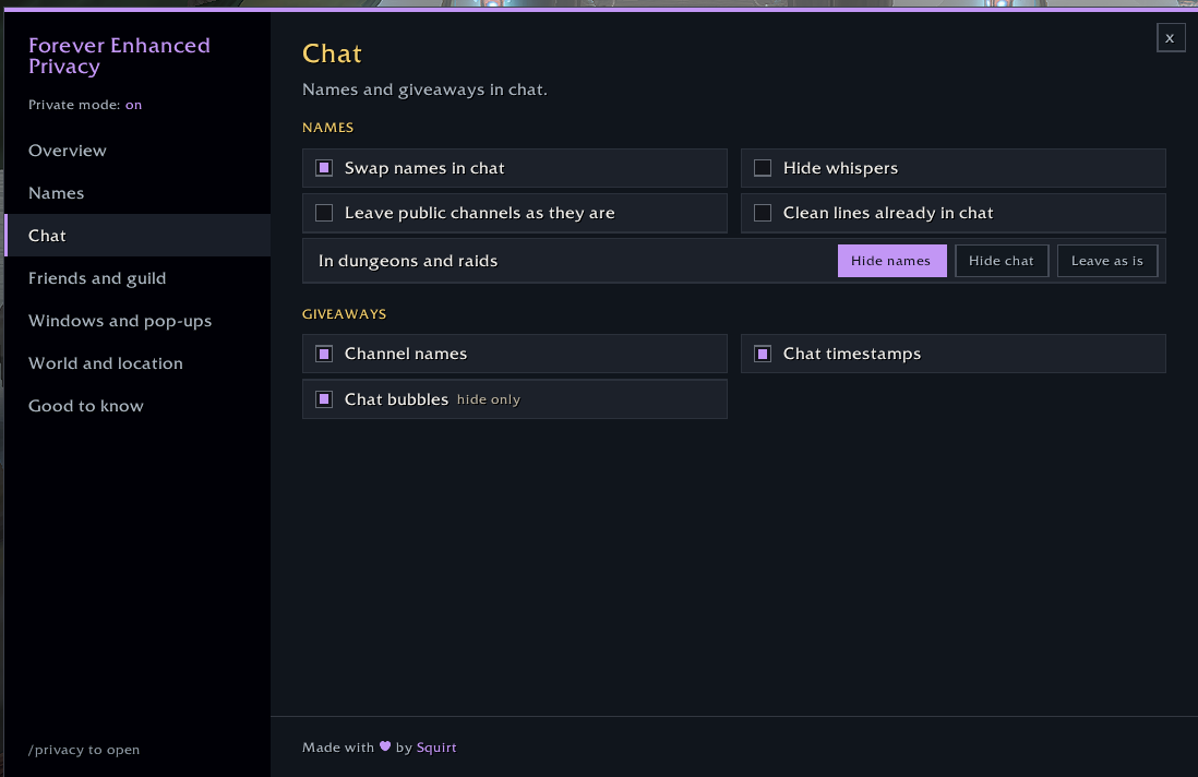 Chat settings