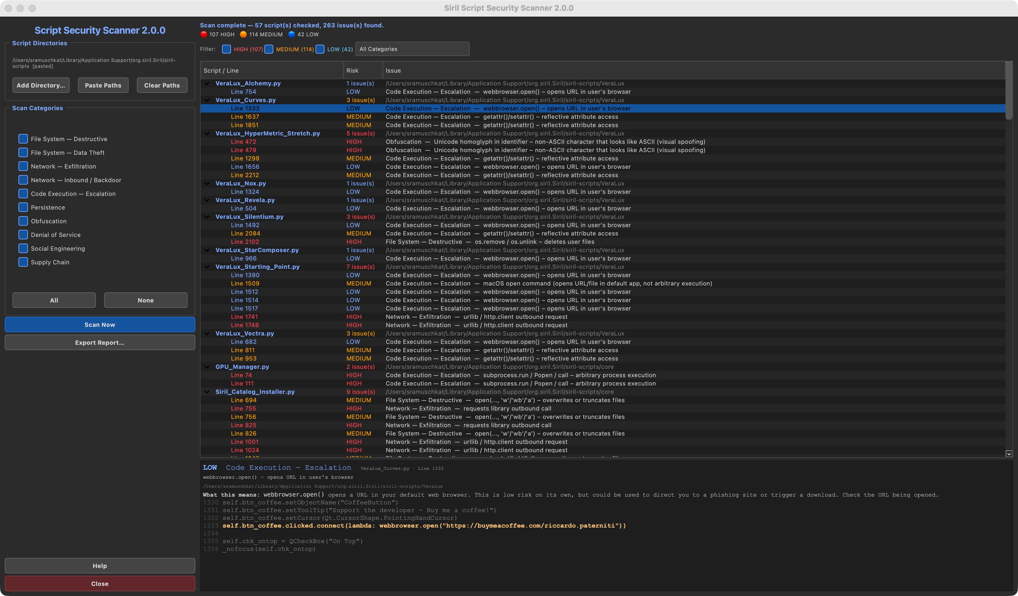 Svenesis Script Security Scanner Screenshot