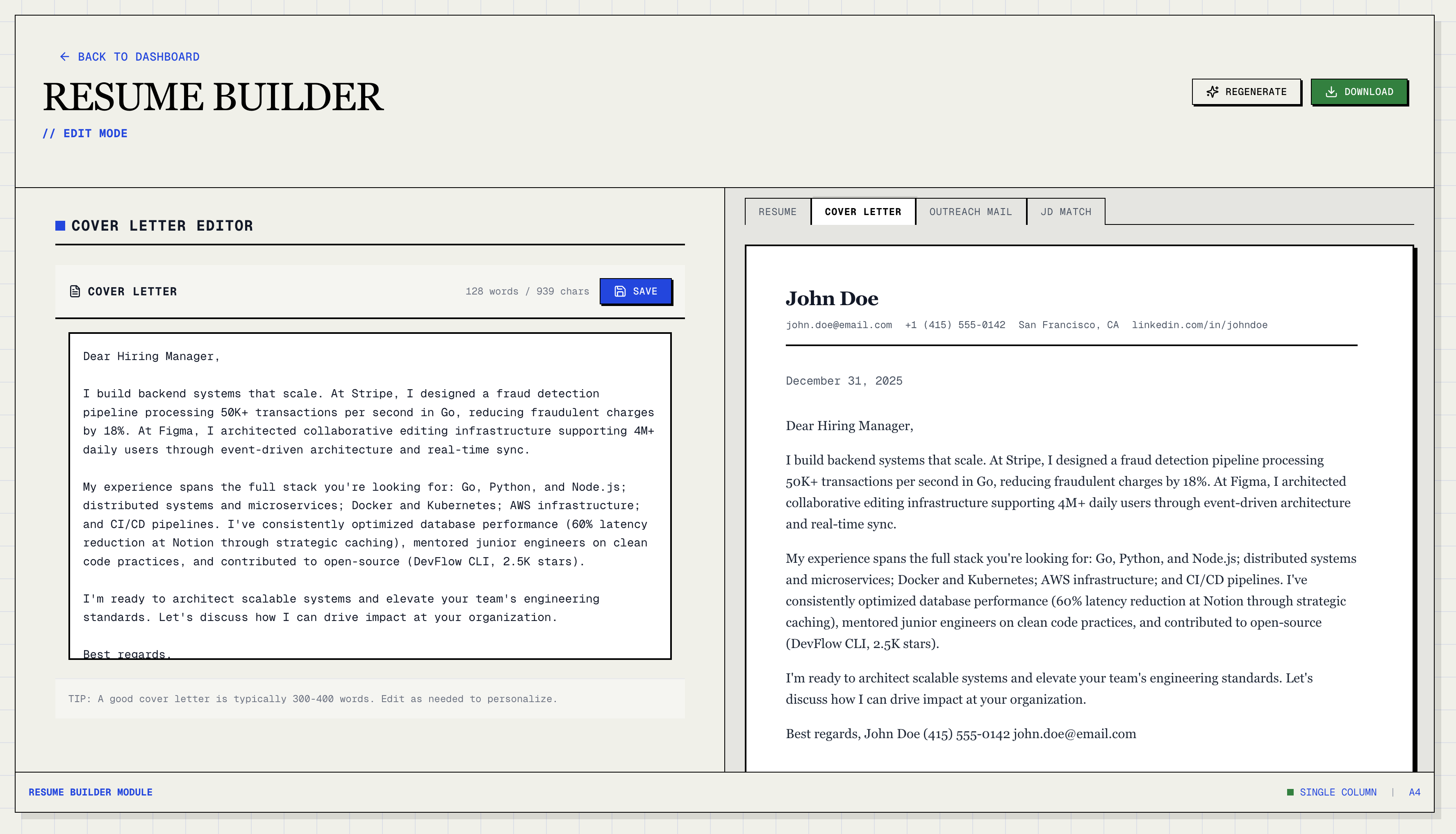 Cover Letter