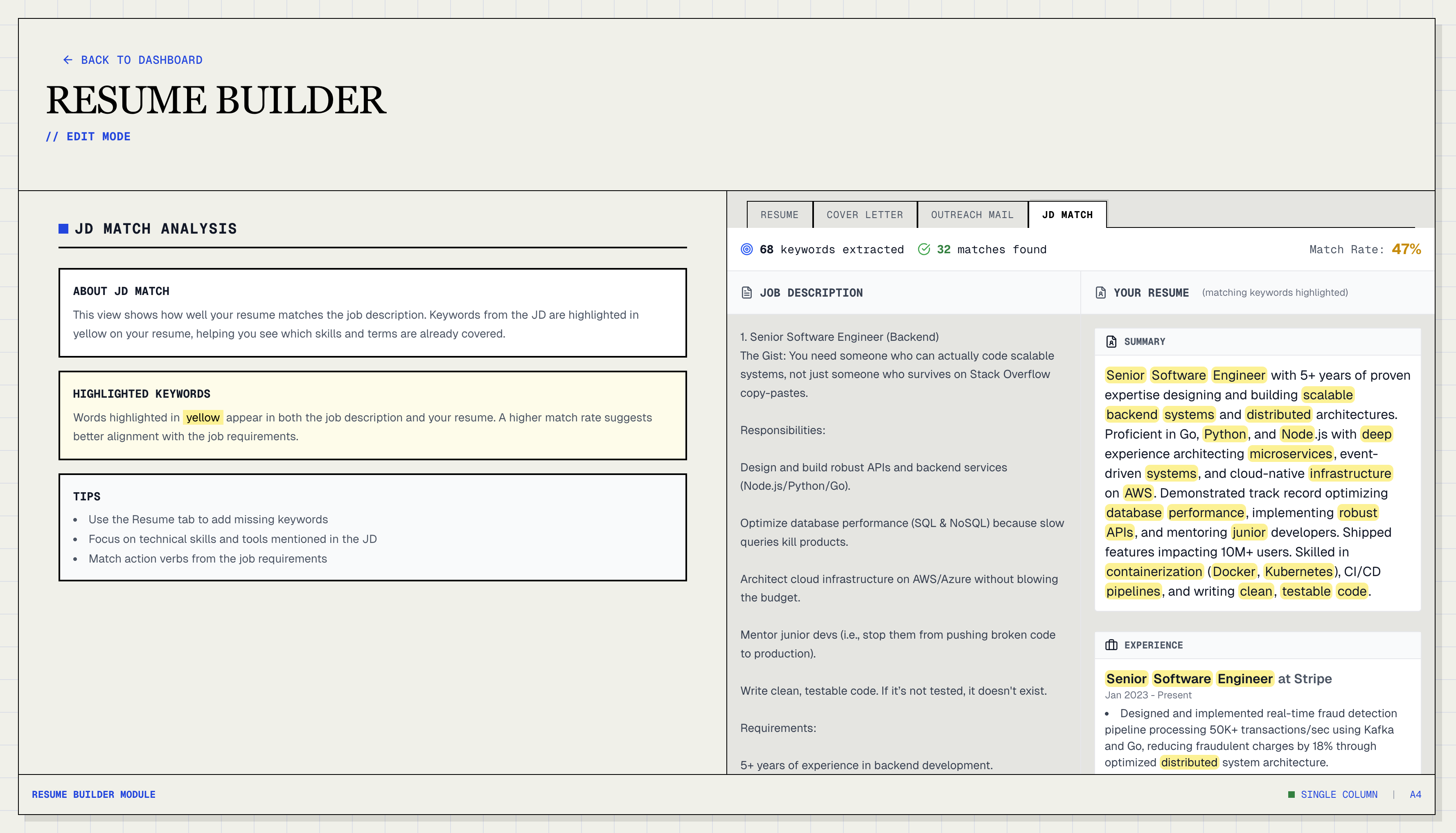 Resume Scoring and Keyword Highlight