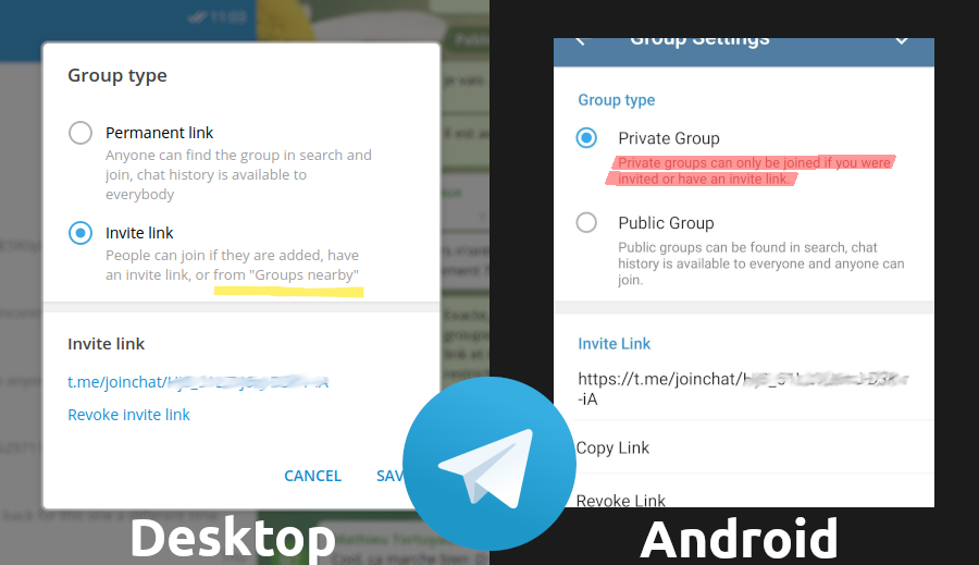 Telegram Desktop vs Android