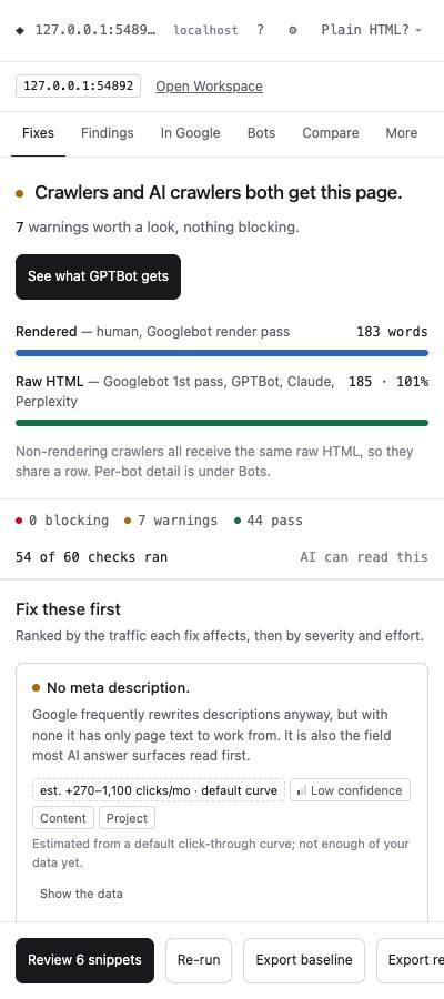 Top fixes ranked by Search Console traffic