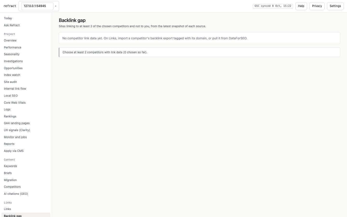 Backlink gap