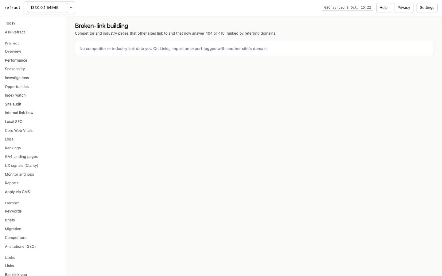 Broken links