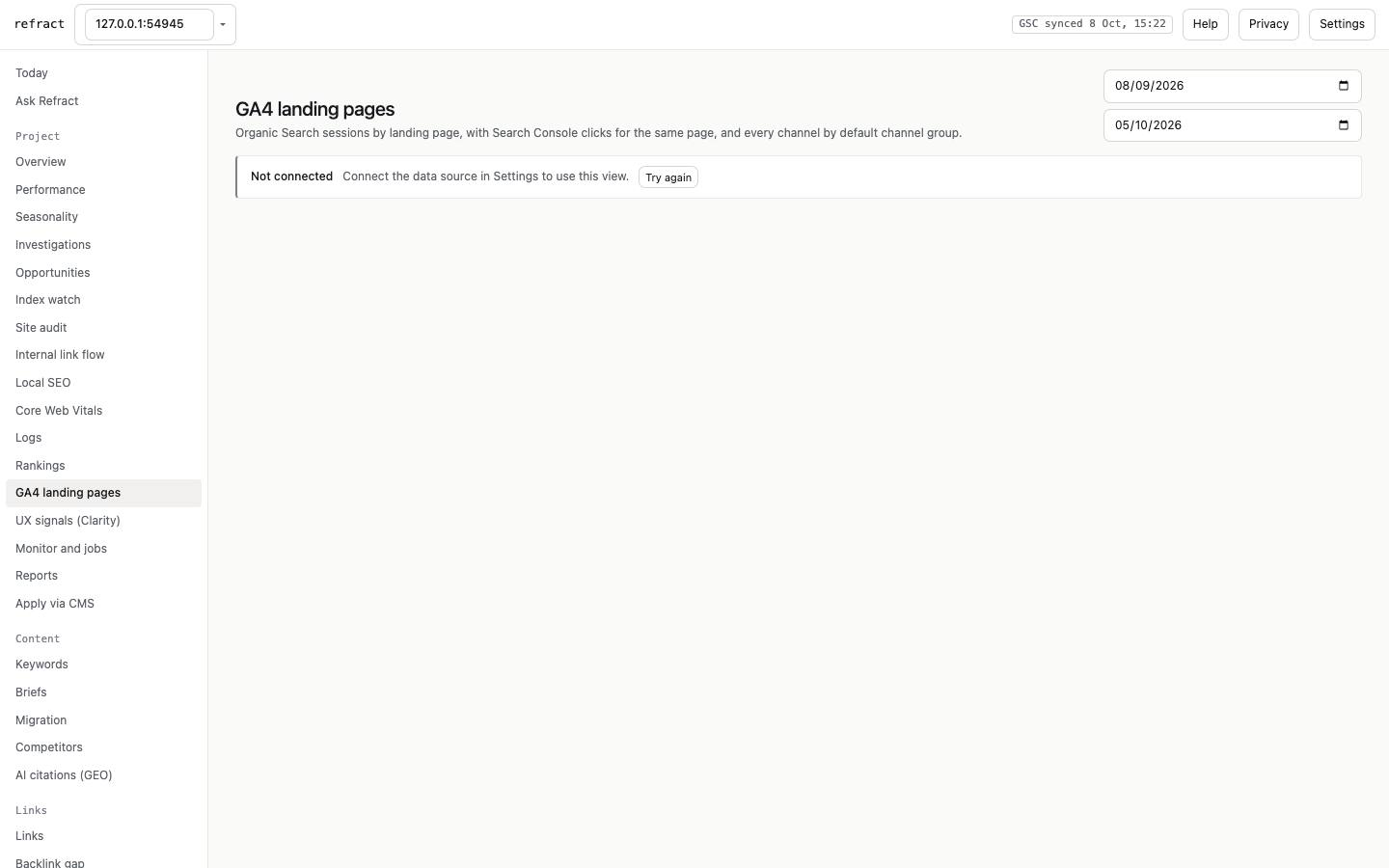 GA4 landing pages