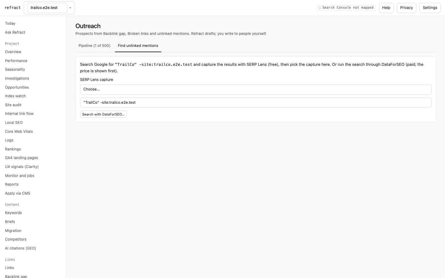 Find unlinked mentions