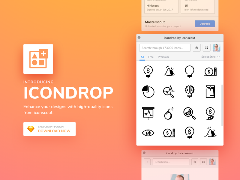 Icondrop Sketch Plugin by Iconscout