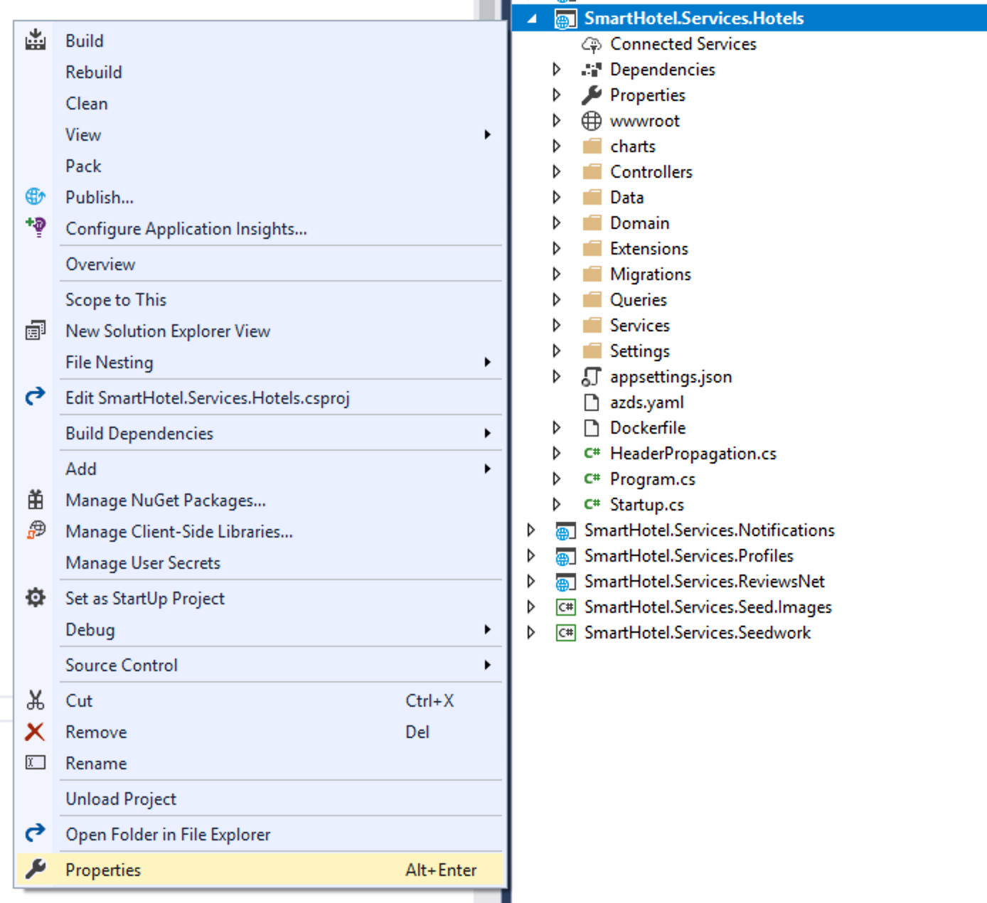 Right-click VS Project