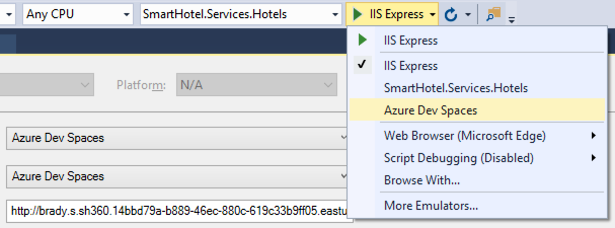 Azure Dev Space debugging