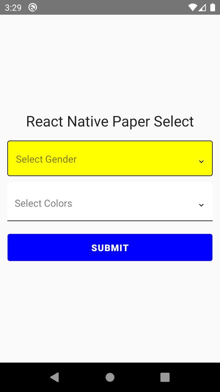 Nếu bạn đang tìm cách tạo select box với react native paper, hãy xem hình ảnh liên quan đến từ khóa \