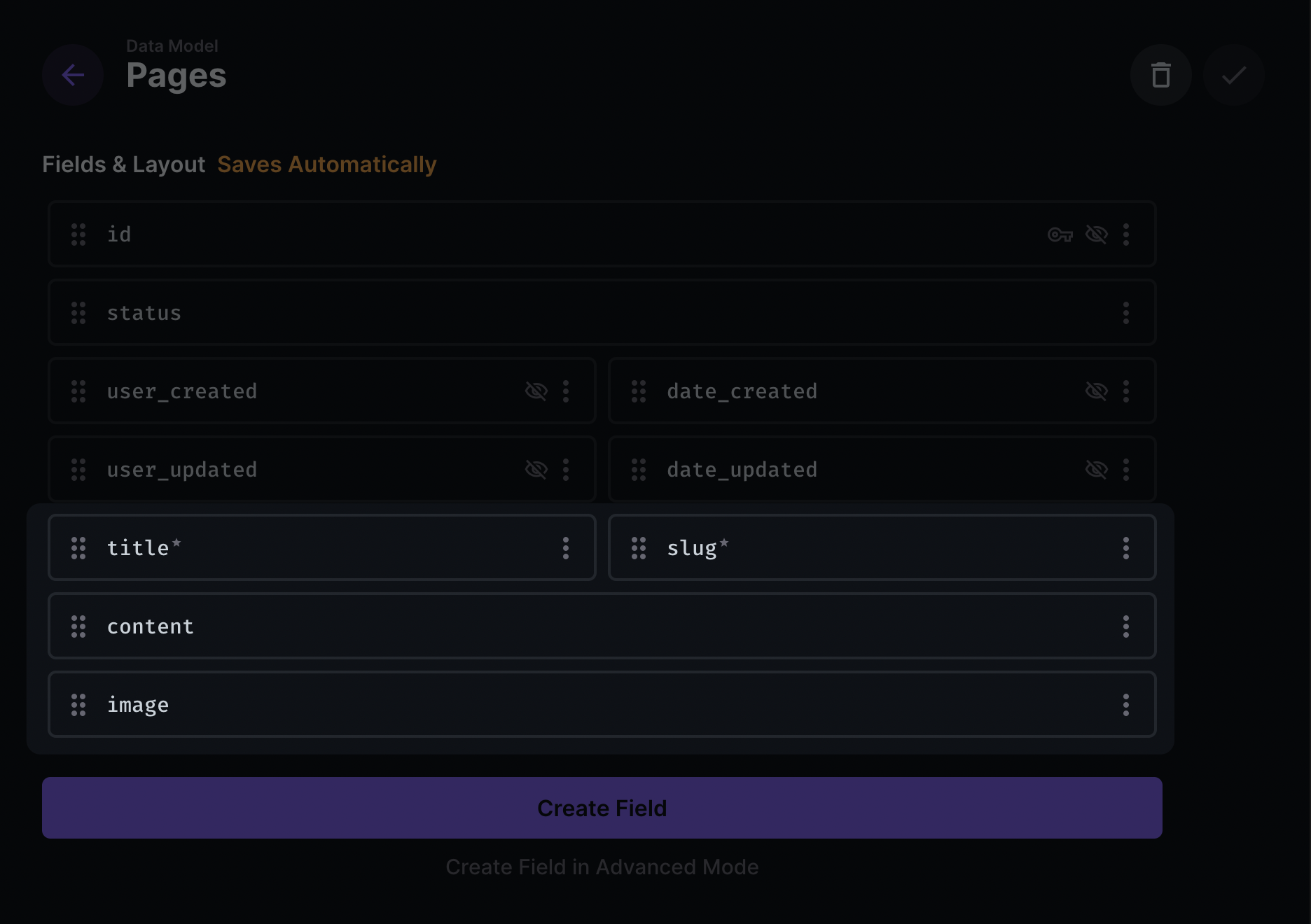 Pages Data Model