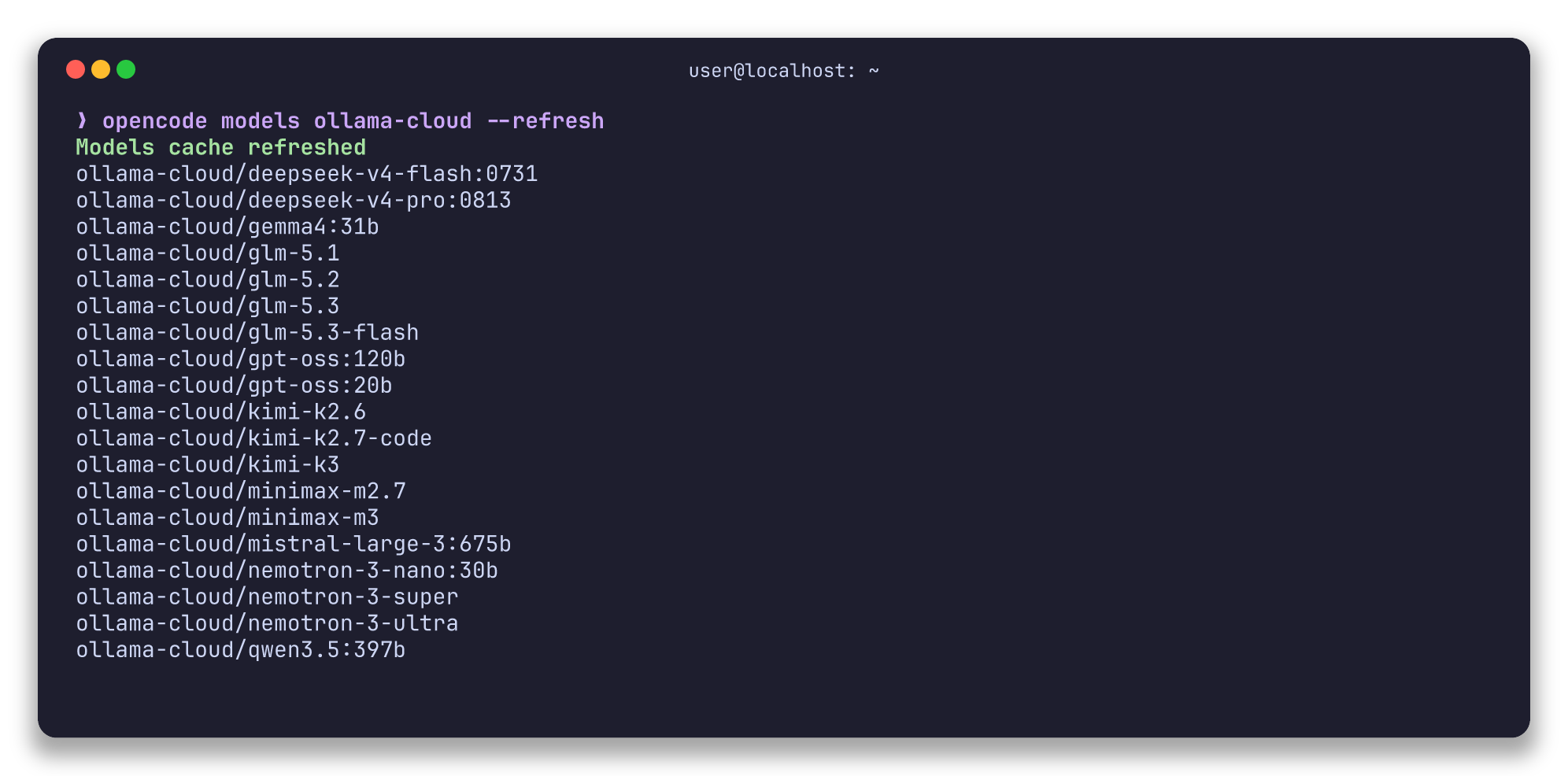 ollama-cloud model list