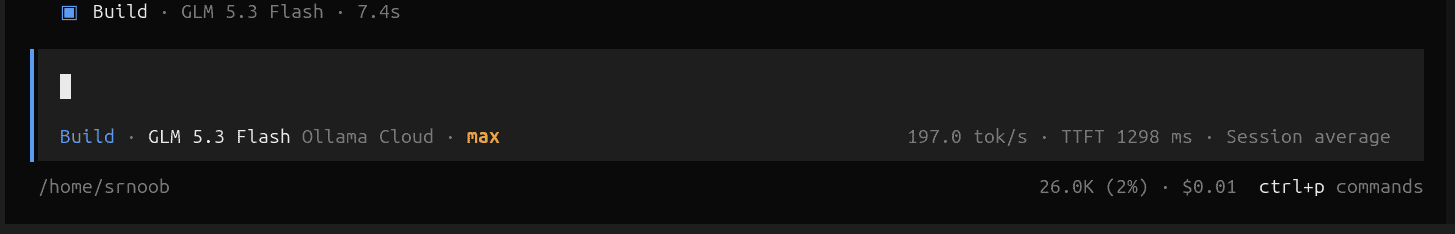 Live stats line on the prompt row