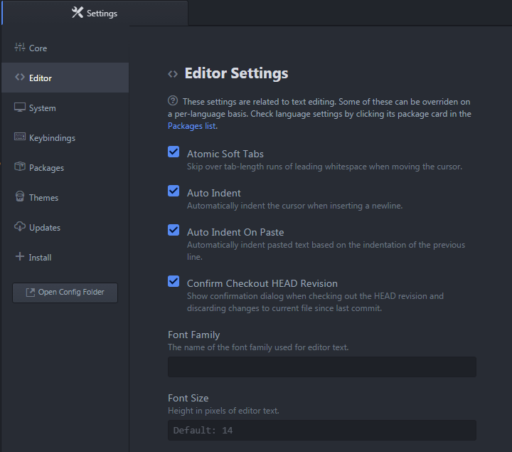 editor settings