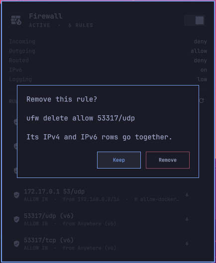 the removal confirmation
