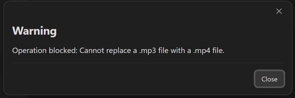 Format Blocked Warning