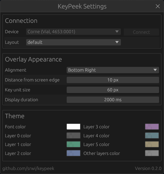 Settings window screenshot