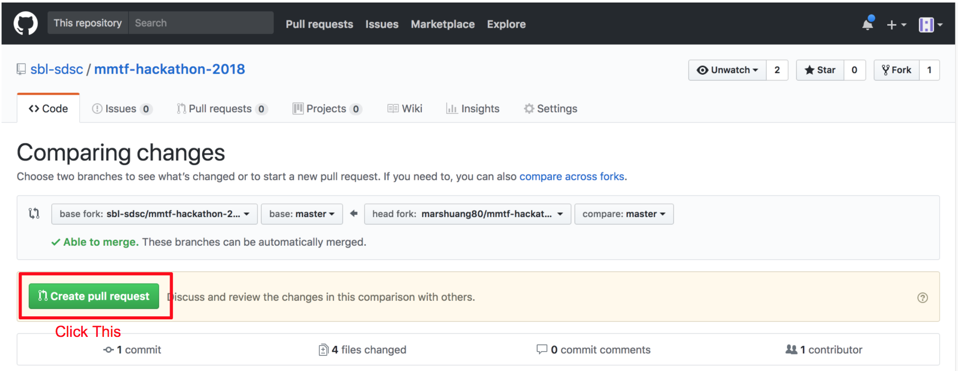 Pull request compare