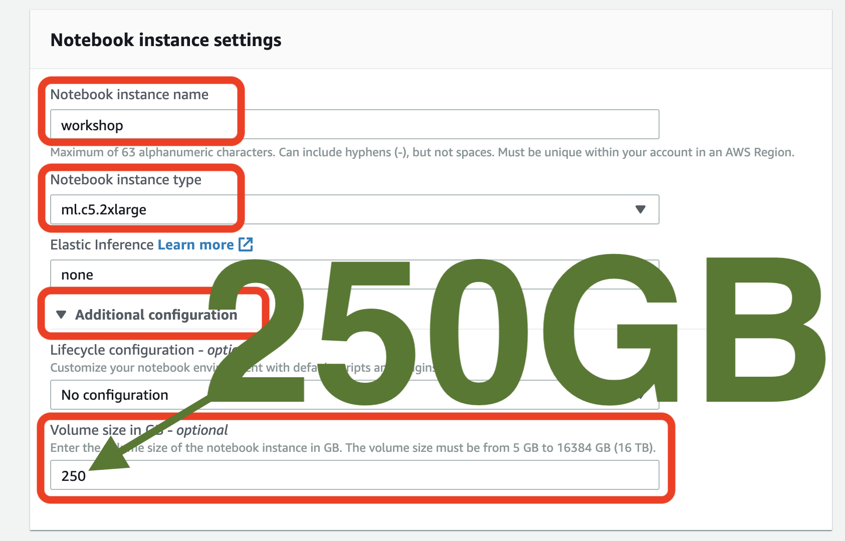 Fill notebook instance