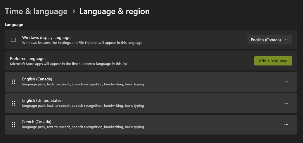 Windows Language Settings