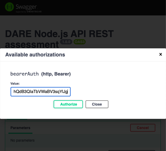 paste the token in value text field