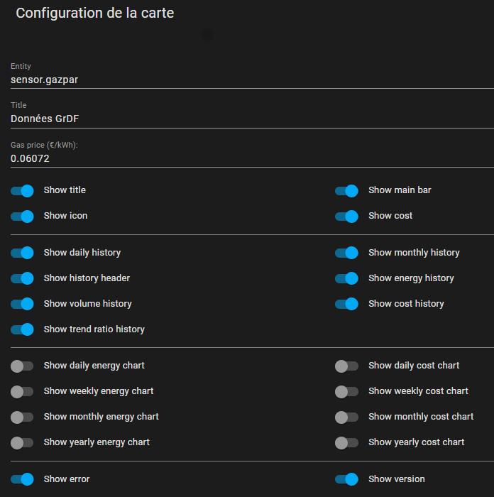 Gazpar Card Configuration