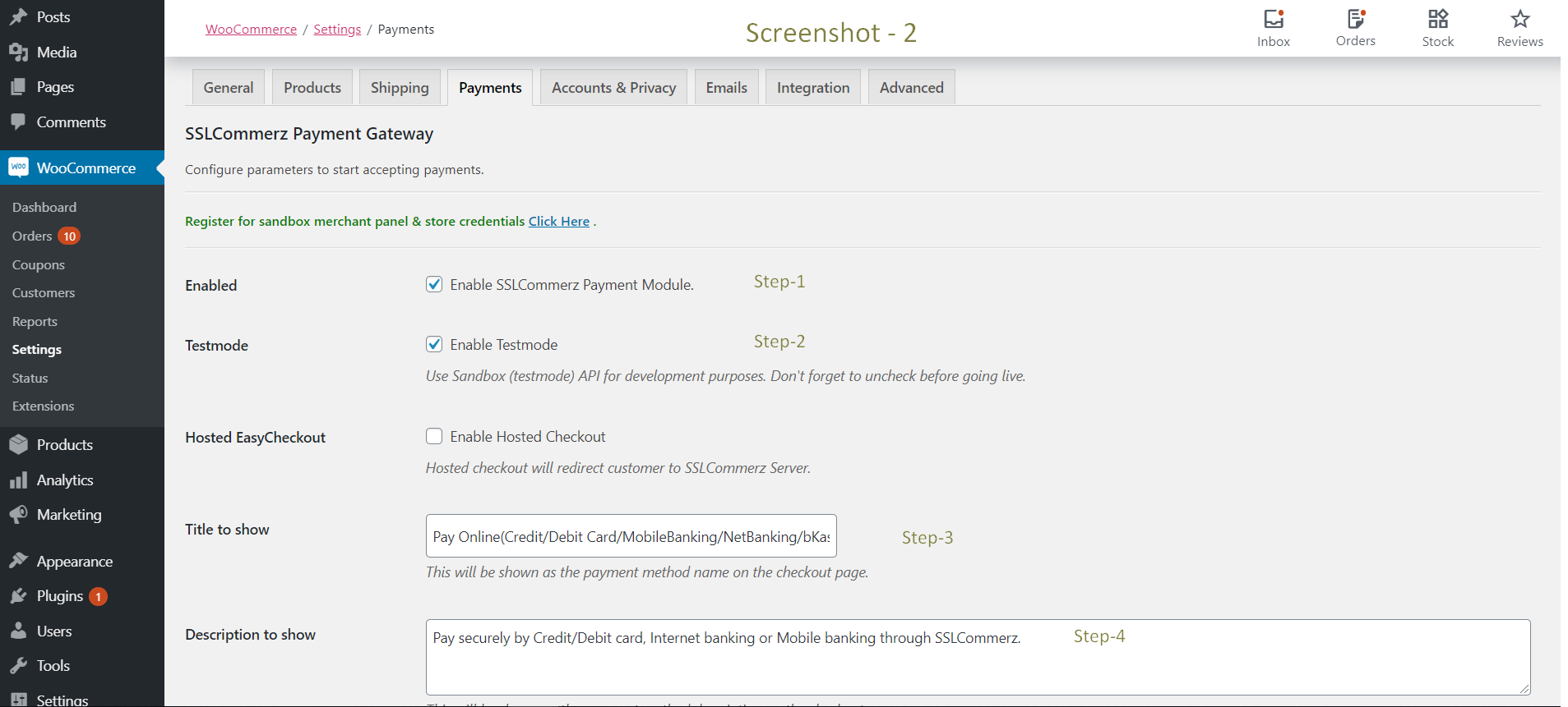 Payments Menu