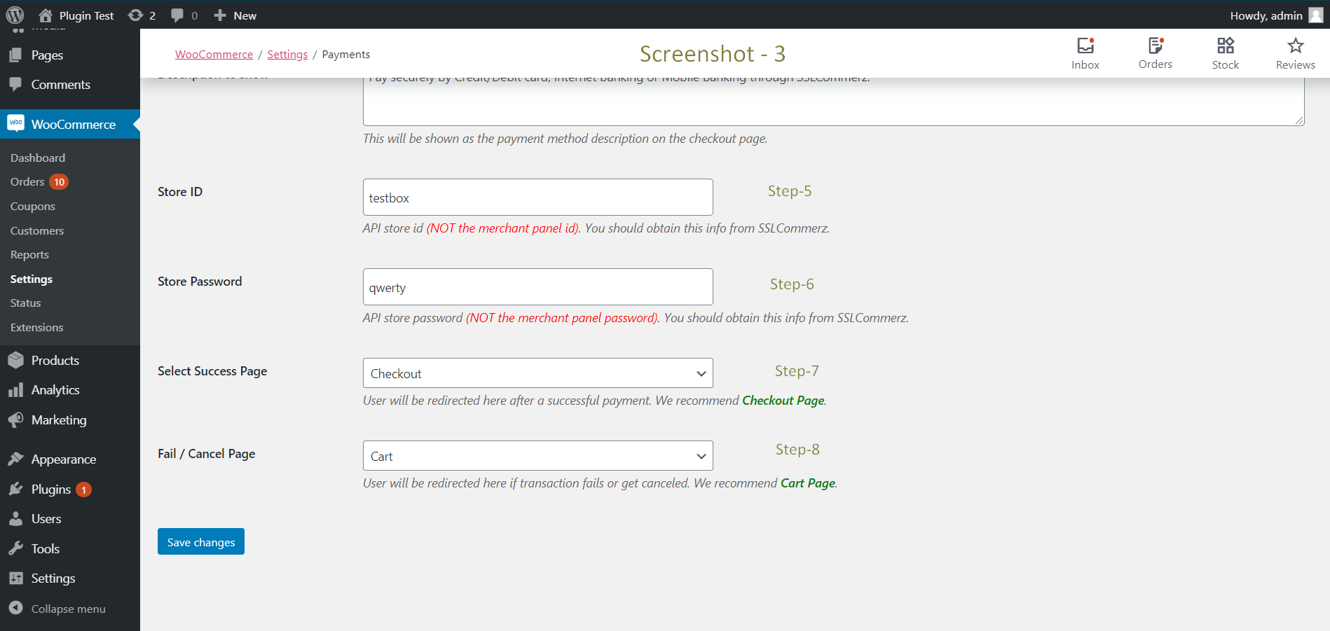 Payments Menu