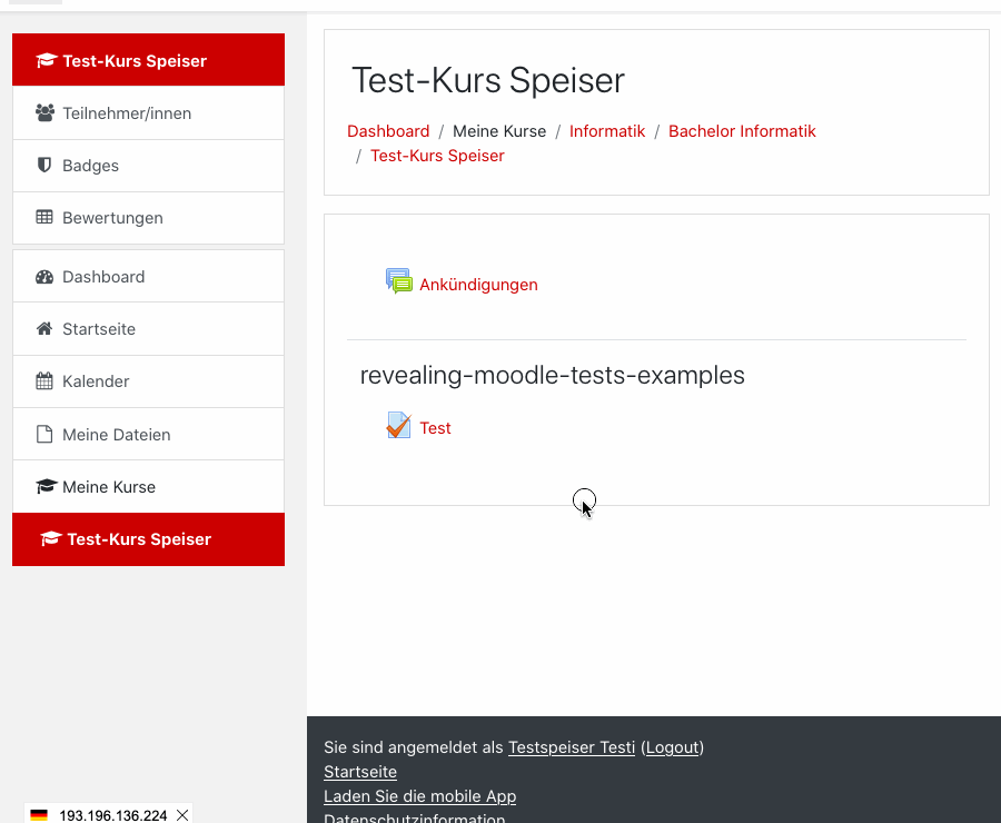 Perform Moodle test