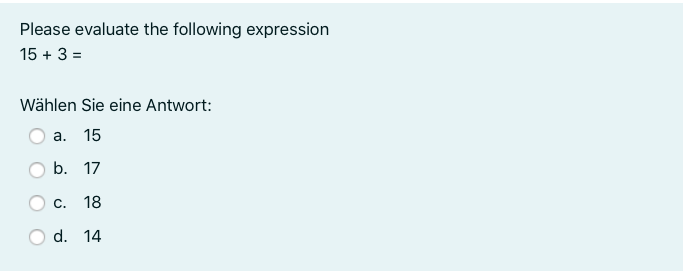 Generated arithmetic multi choice questions