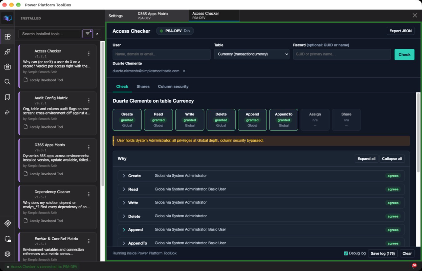 Table check on an organization-owned table, dark theme: Assign and Share not applicable