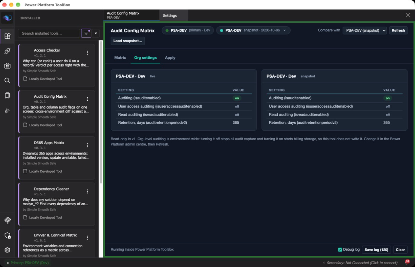 Org settings, dark theme