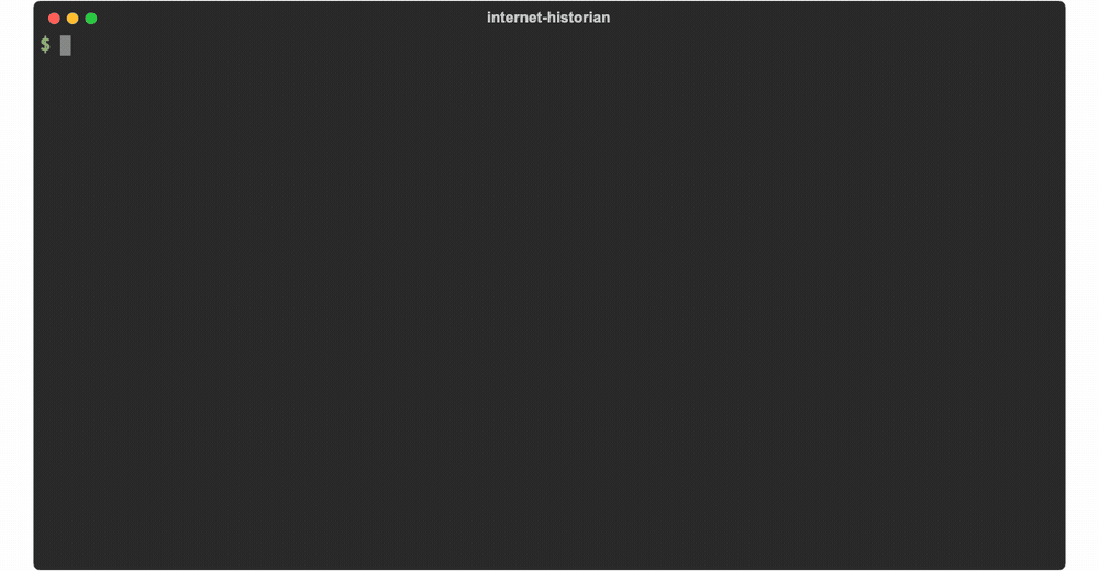 Terminal demo: internet-historian discover Chiikawa finds and queues 63 real pages