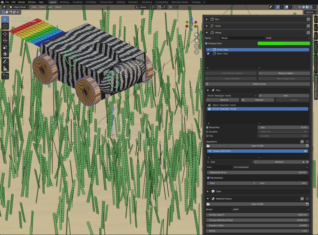 The zebra scene set up inside Blender using the add-on.