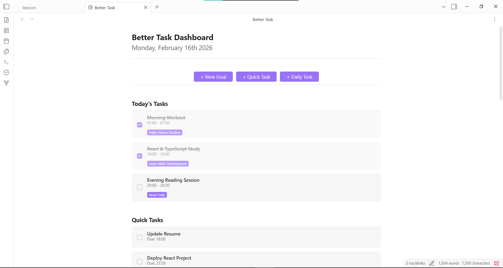 Dashboard overview