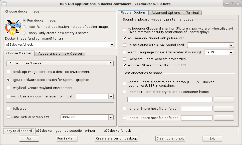 x11docker-gui screenshot