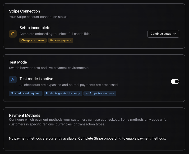 Payments Setting