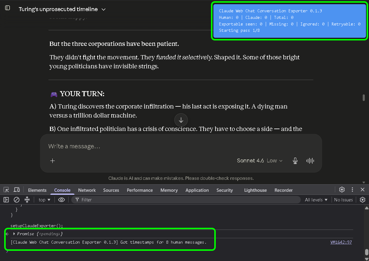 Claude Web Chat Conversation Exporter screenshot 4