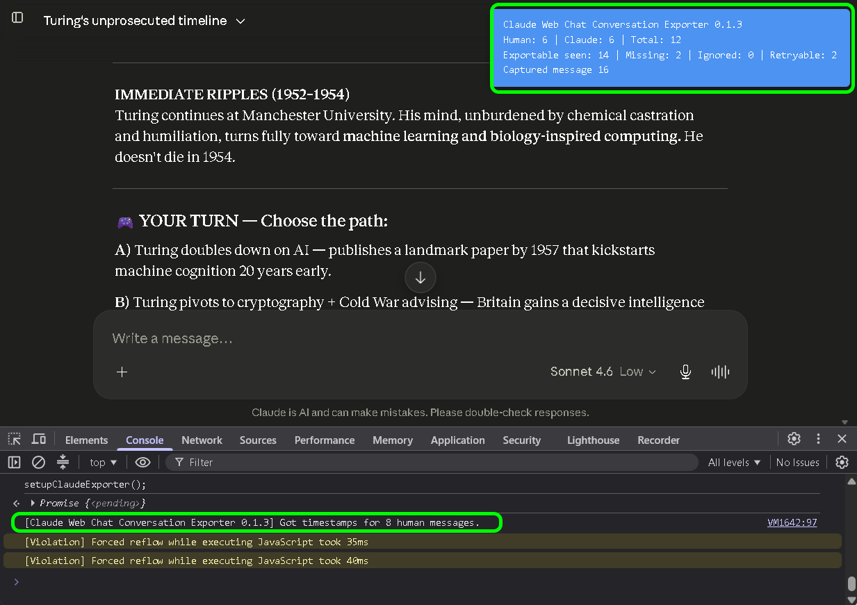 Claude Web Chat Conversation Exporter screenshot 5