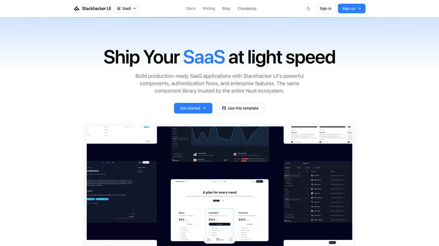 saas 网站模板截图