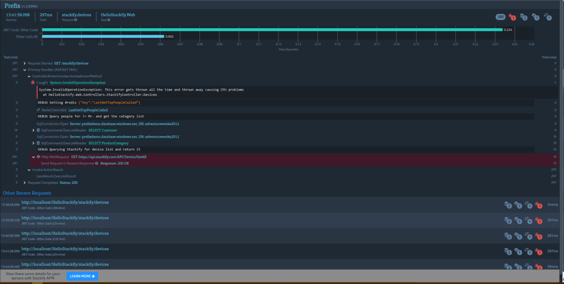 Stackify has a code profiler tool called prefix that runs in the background.